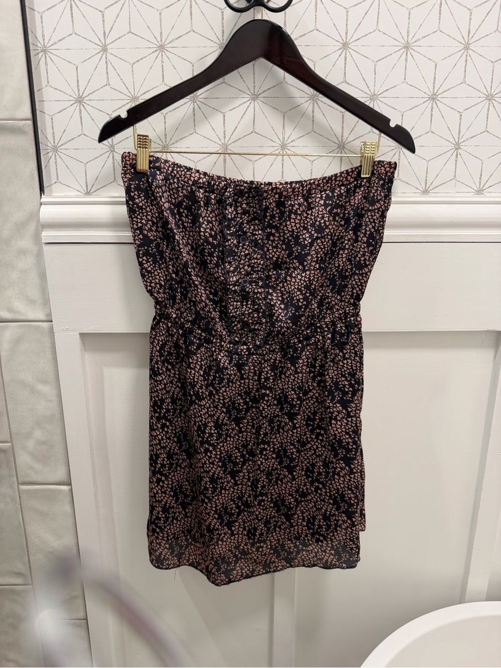 Forever 21 Black Pink Floral Strapless Romper Size M